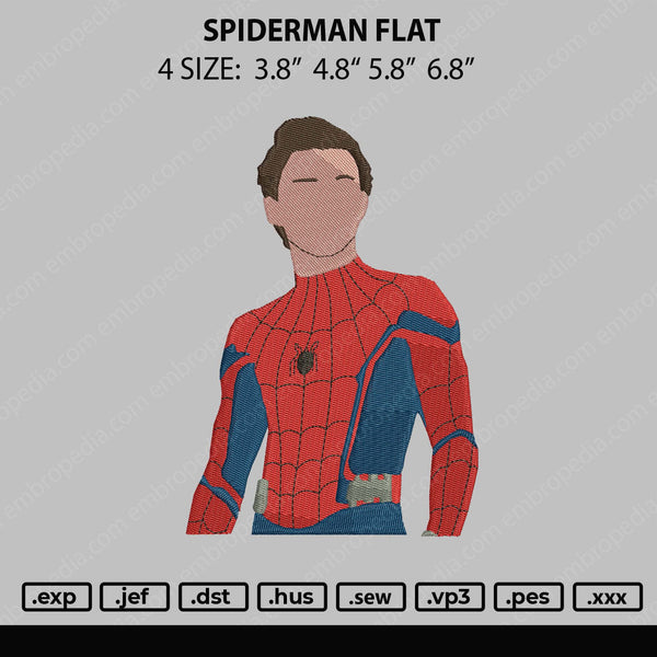 Spiderman Flat Embroidery File 4 size