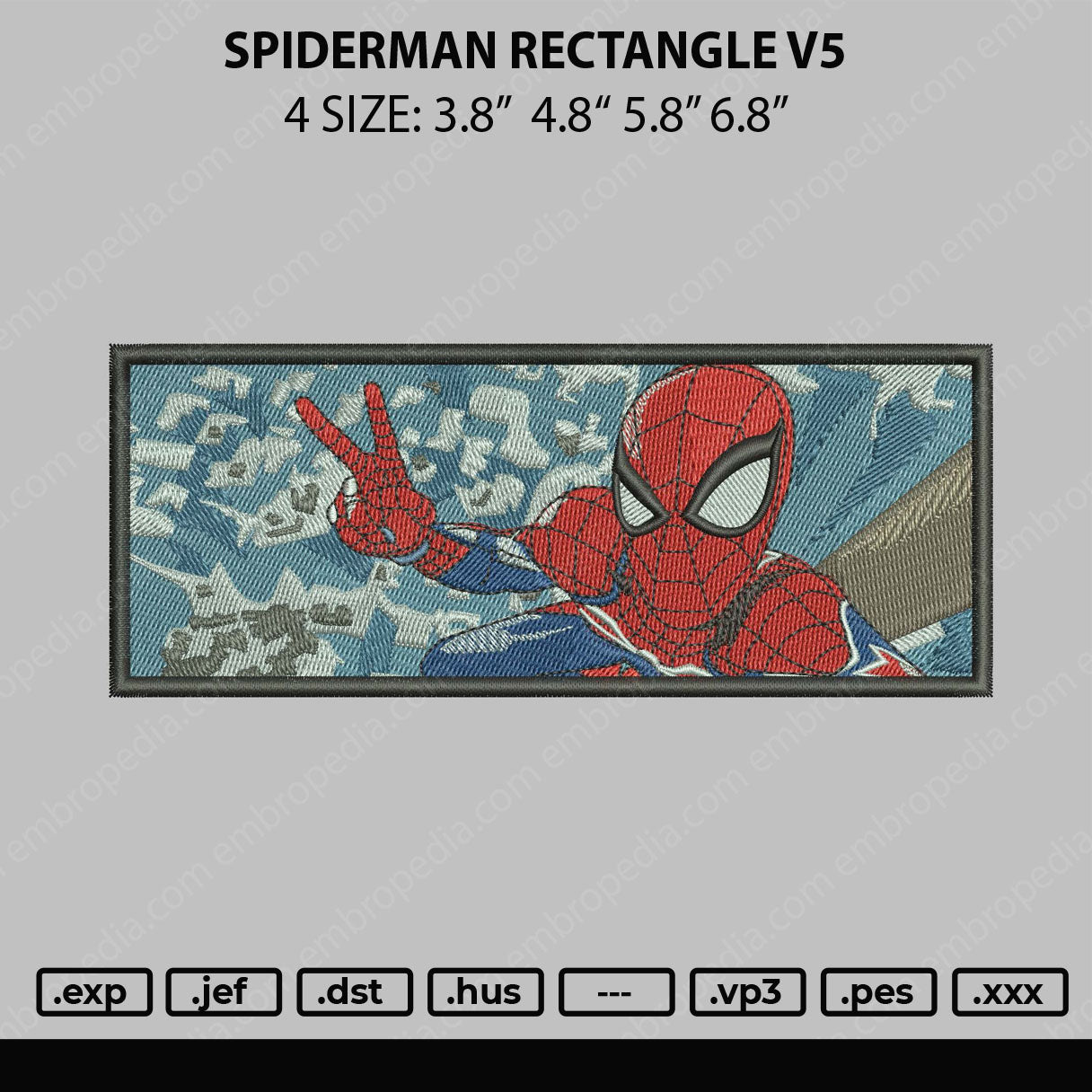 Spiderman Rectangle V5 Embroidery File 4 size