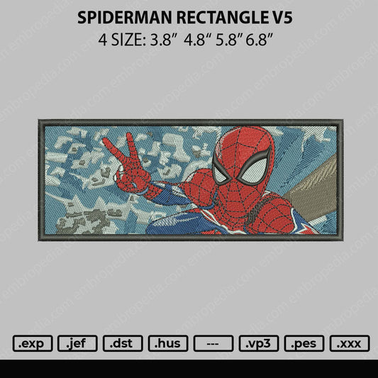 Spiderman Rectangle V5 Embroidery File 4 size