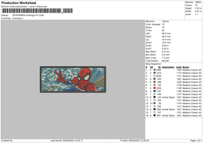 Spiderman Rectangle V5 Embroidery File 4 size