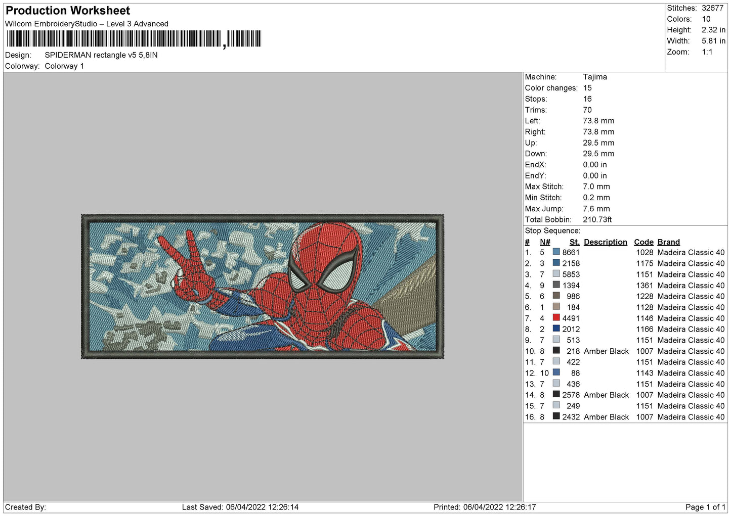 Spiderman Rectangle V5 Embroidery File 4 size