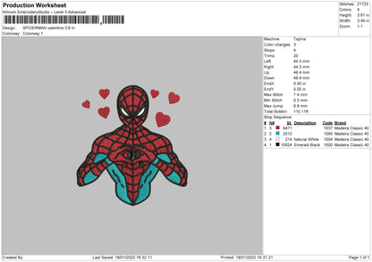Spiderman Valentine Embroidery File 4 size