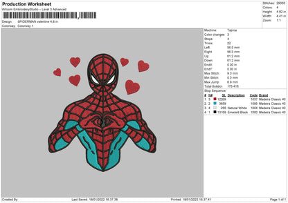 Spiderman Valentine Embroidery File 4 size