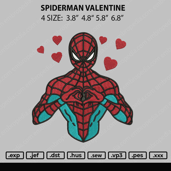 Spiderman Valentine Embroidery File 4 size