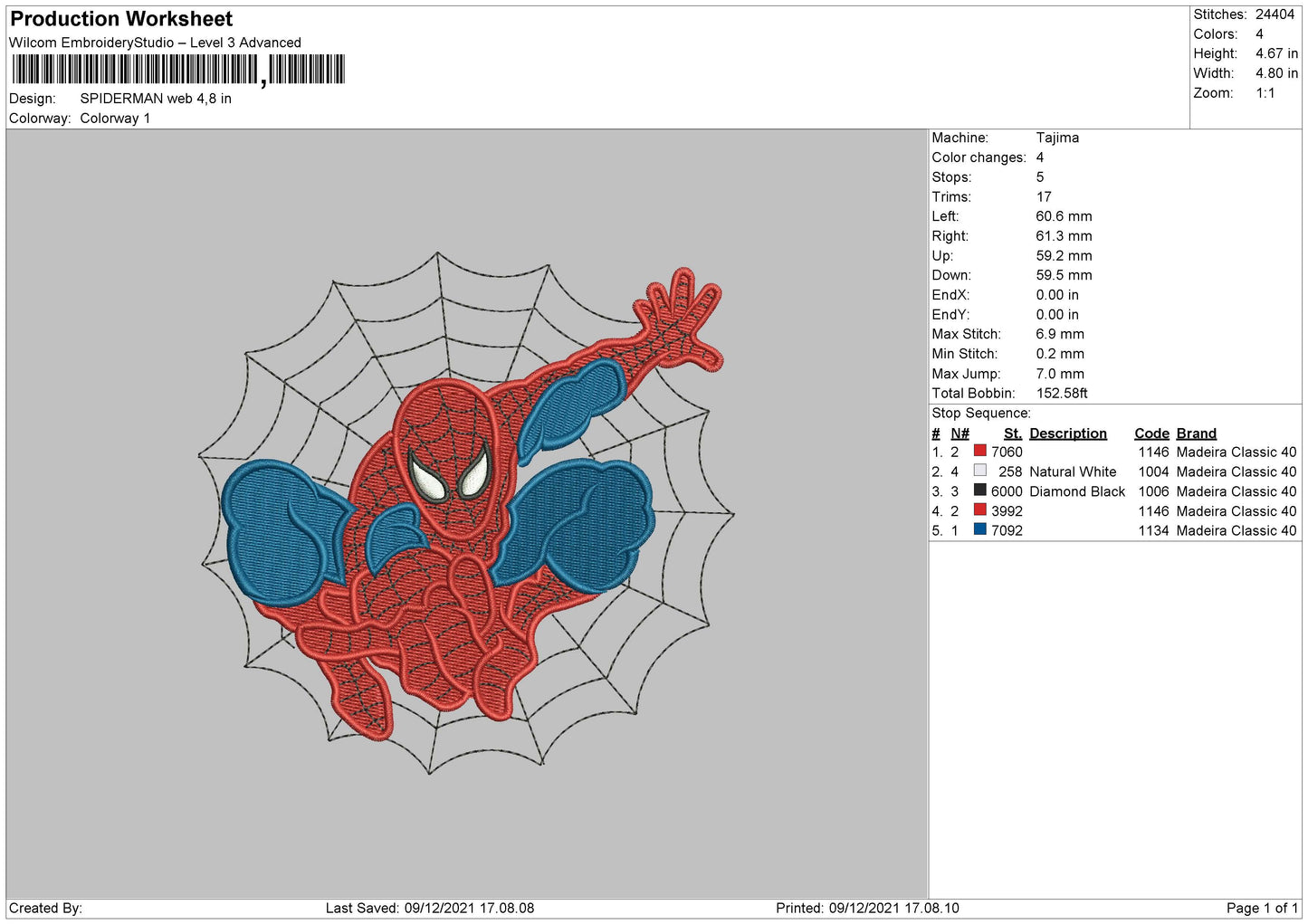 Spiderman Web Embroidery File 4 size
