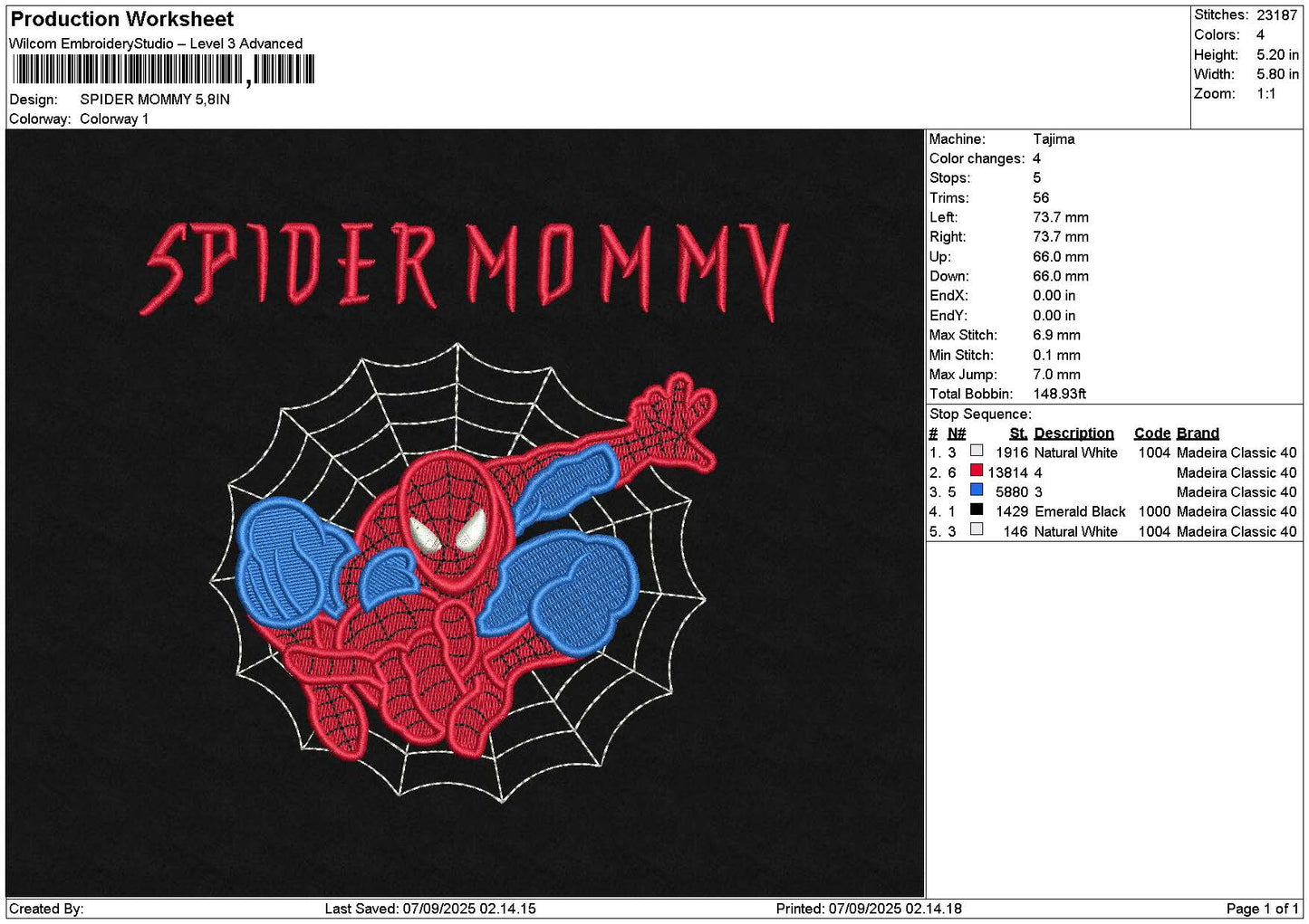Spidertext 0709 Embroidery File 6 sizes
