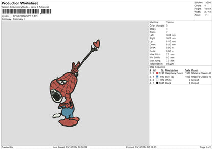 Spidersnoopy 01 Embroidery File 6 sizes