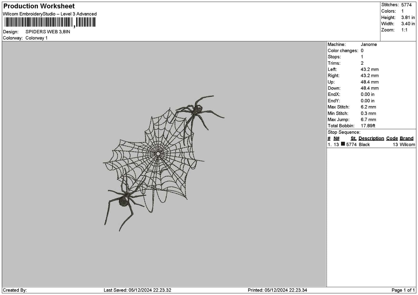 Spidersweb 02 Embroidery File 6 sizes