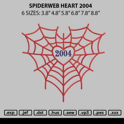 Spiderweb Heart 2004 Embroidery File 6 sizes