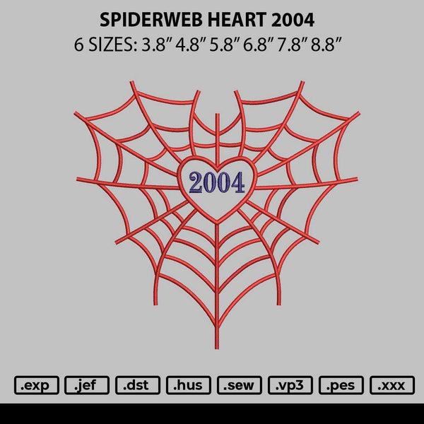 Spiderweb Heart 2004 Embroidery File 6 sizes