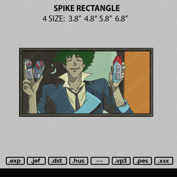 Spike Rectangle Embroidery File 4 size