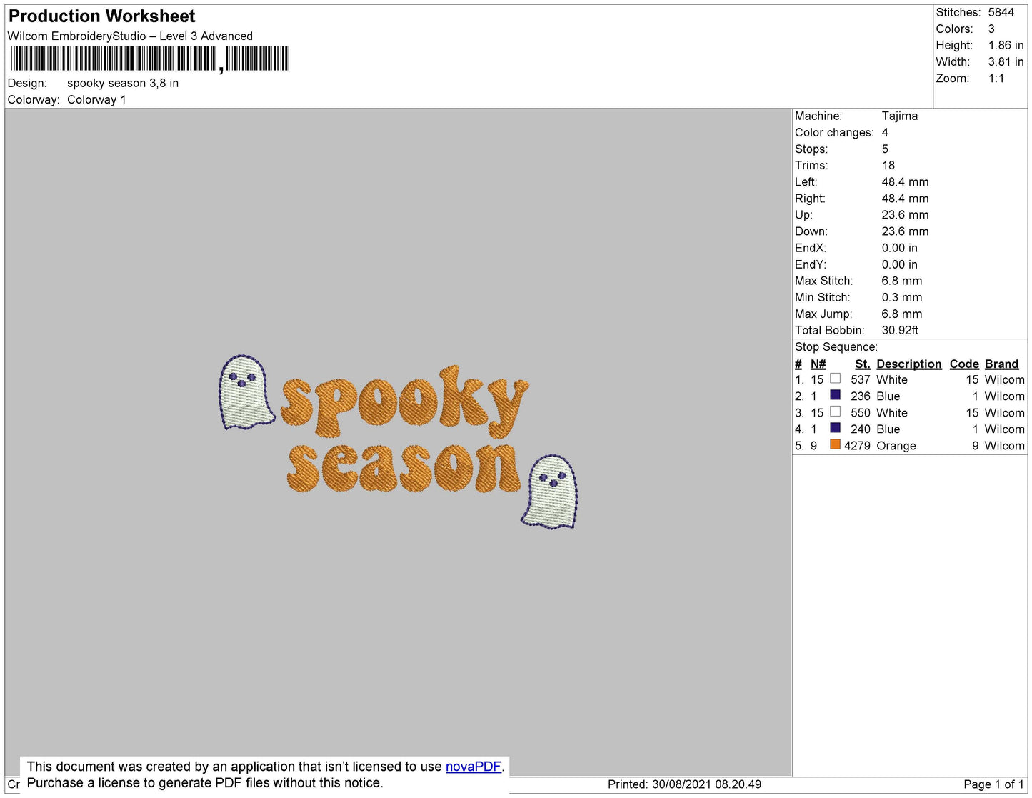 Spooky Season 02 Embroidery File 4 size