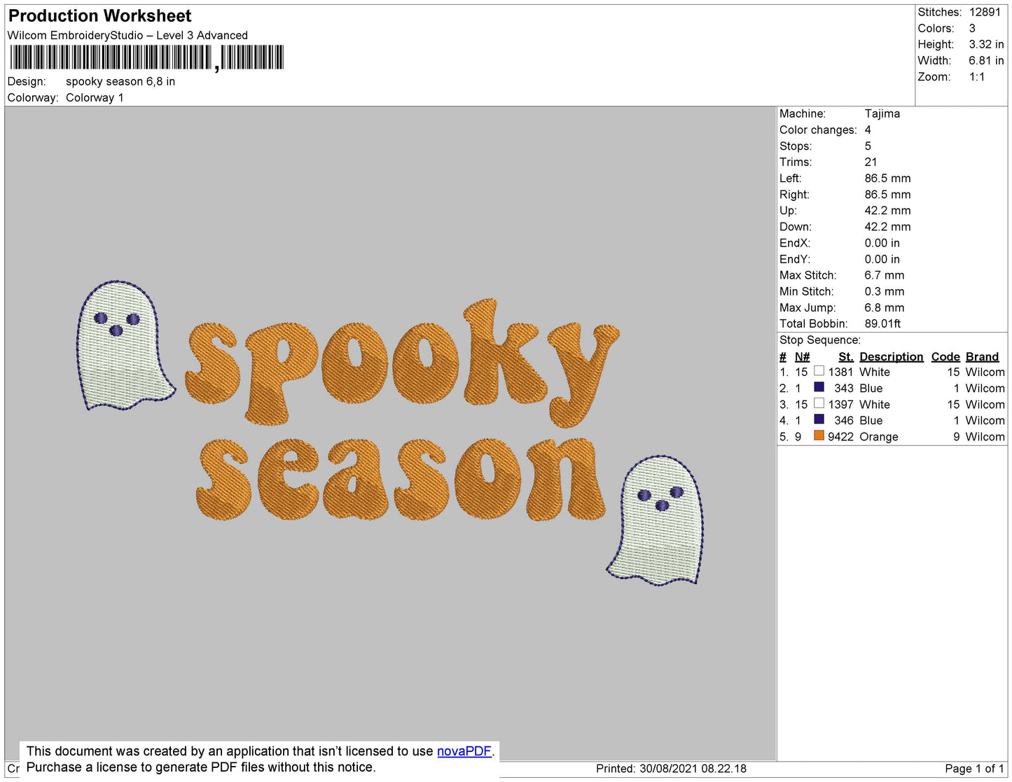 Spooky Season 02 Embroidery File 4 size