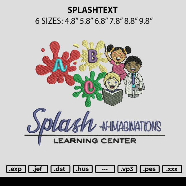 Splashtext Embroidery File 6 sizes
