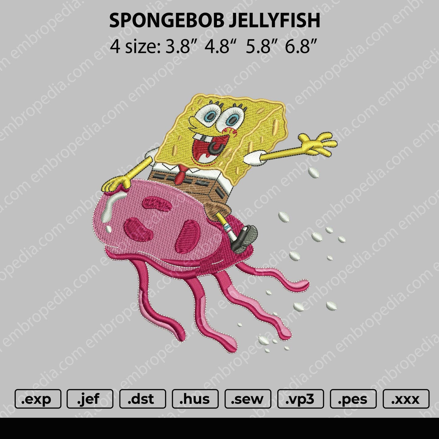 Spongebob Jellyfish Embroidery File 4 size