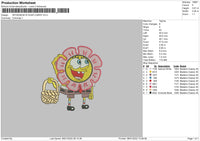 Spongebob W Flower Embroidery File 4 size