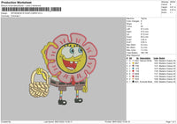 Spongebob W Flower Embroidery File 4 size