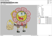 Spongebob W Flower Embroidery File 4 size