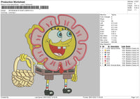 Spongebob W Flower Embroidery File 4 size