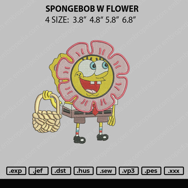 Spongebob W Flower Embroidery File 4 size