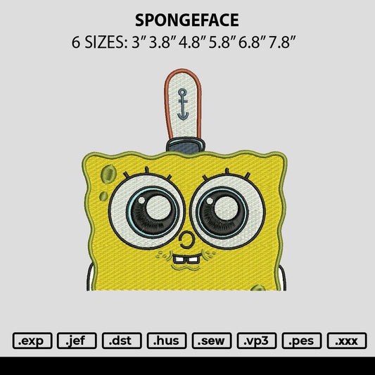 Spongeface Embroidery File 6 sizes