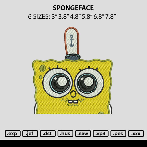 Spongeface Embroidery File 6 sizes