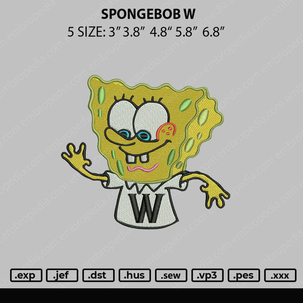 Spongebob W Embroidery File 5 size