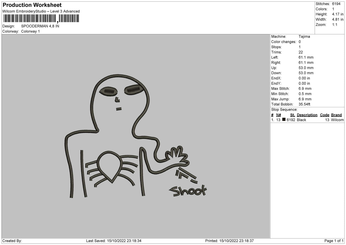 Spooderman Embroidery File 6 sizes