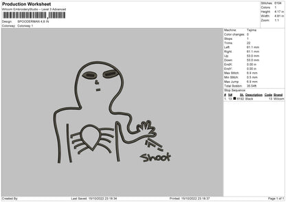 Spooderman Embroidery File 6 sizes