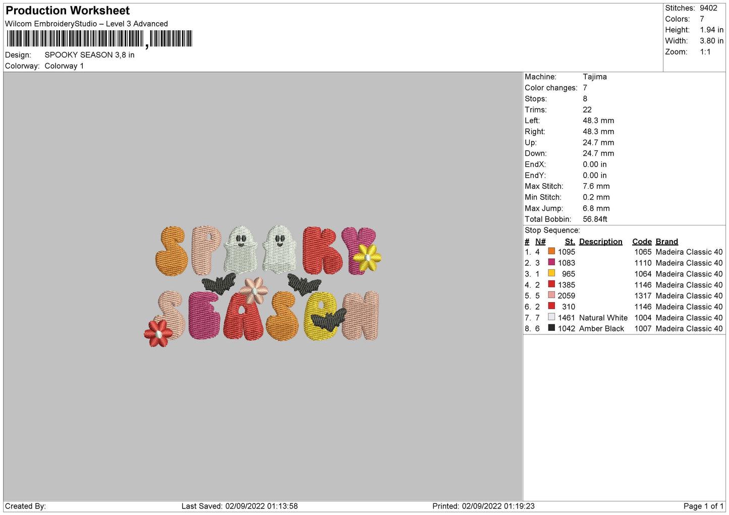 Spooky Season 03 Embroidery File 5 sizes