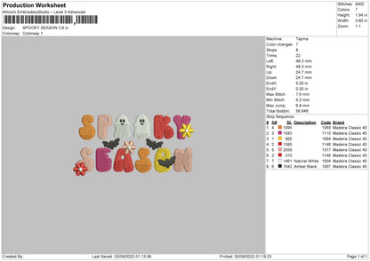 Spooky Season 03 Embroidery File 5 sizes