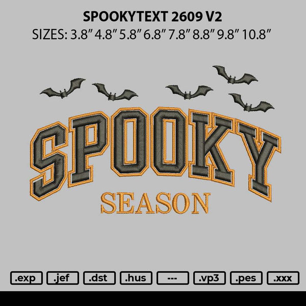 Spookytext 2609 V2 Embroidery File 6 sizes