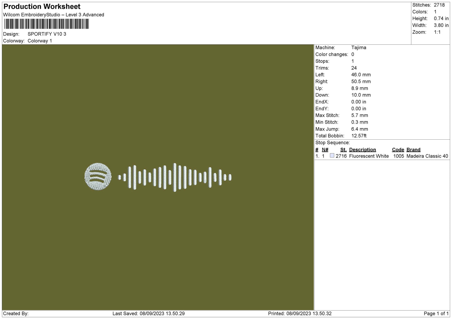 Spotify V10 Embroidery File 6 sizes