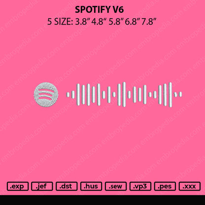 Spotify V6 Embroidedry File 5 sizes