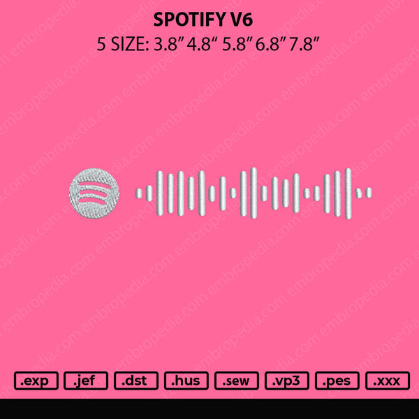 Spotify V6 Embroidedry File 5 sizes