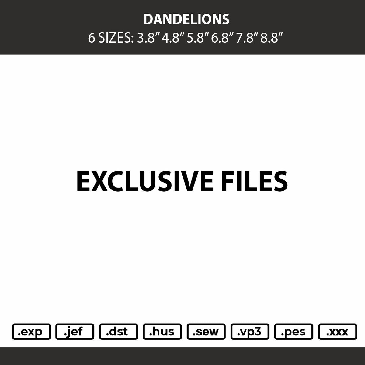 Dandelions Embroidery Machine Design File 6 sizes