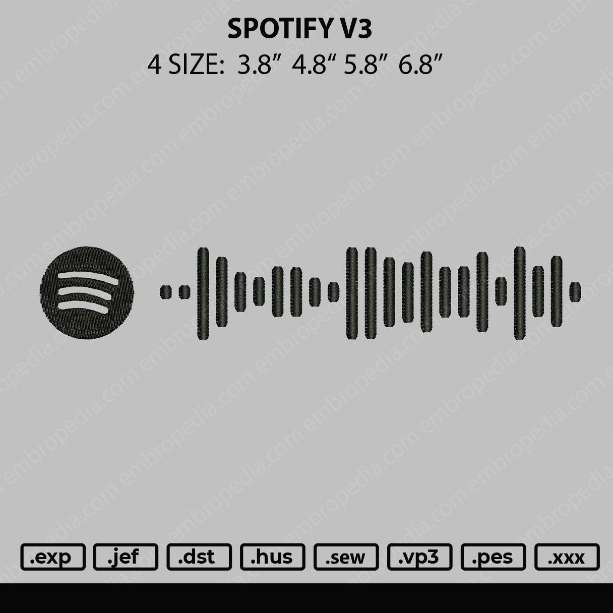 Spotify V3 Embroidery File 4 size
