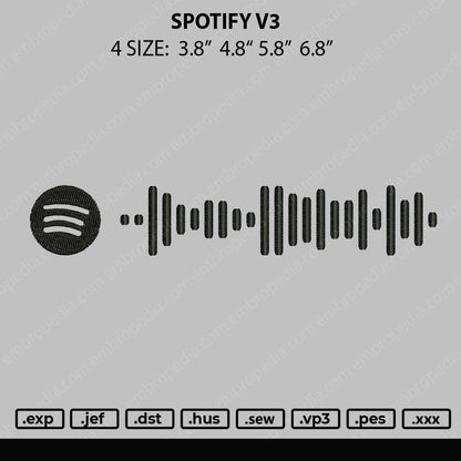 Spotify V3 Embroidery File 4 size