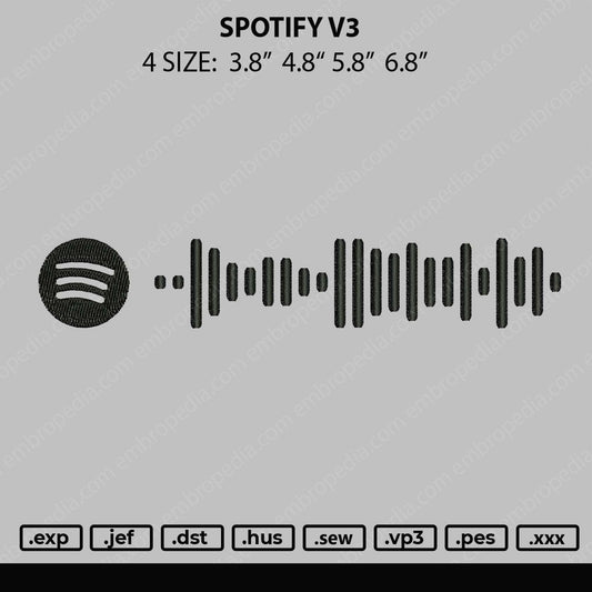 Spotify V3 Embroidery File 4 size