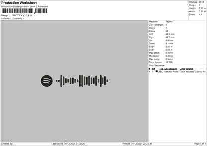 Spotify V3 Embroidery File 4 size