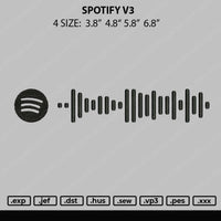 Spotify V3 Embroidery File 4 size