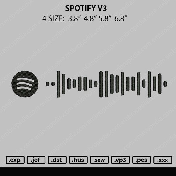 Spotify V3 Embroidery File 4 size