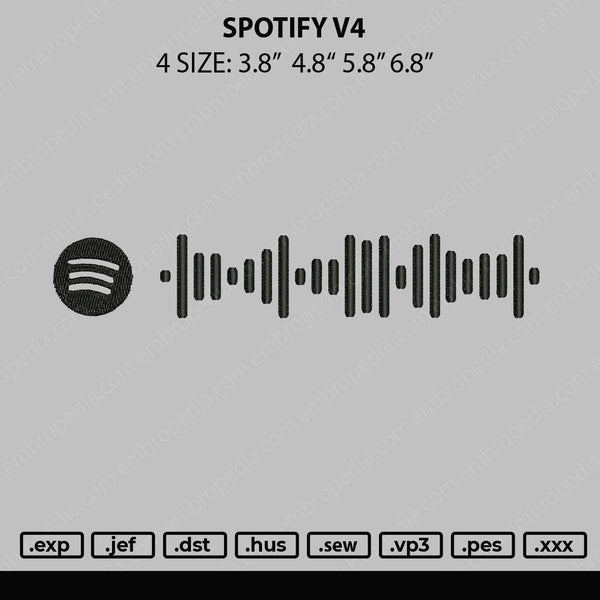 Spotify V4 Embroidery File 4 size