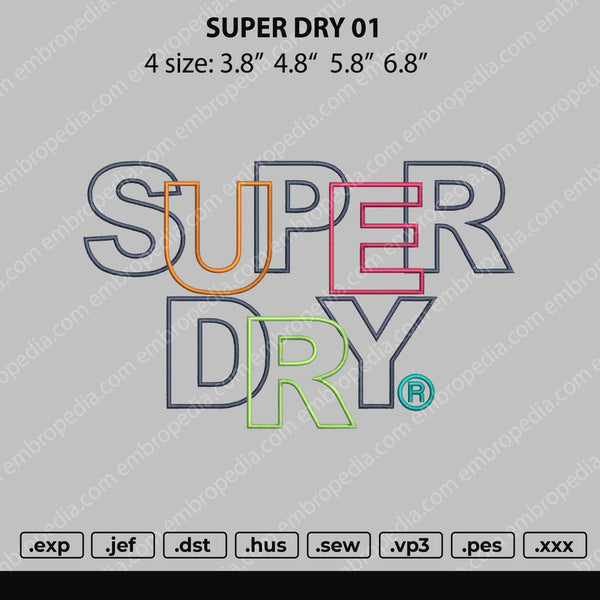 SuperDry 01 Embroidery File 4 size