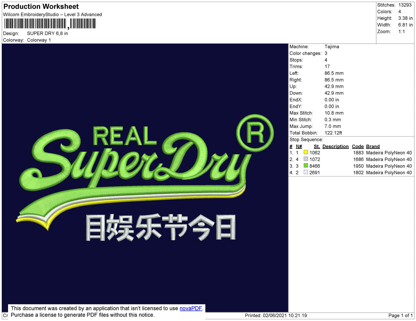 SuperDry Embroidery File 4 size