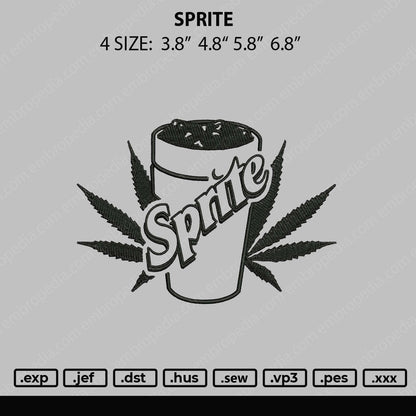 Sprite Embroidery File 4 size