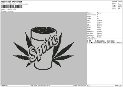 Sprite Embroidery File 4 size