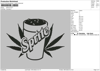 Sprite Embroidery File 4 size