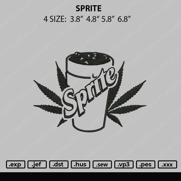 Sprite Embroidery File 4 size