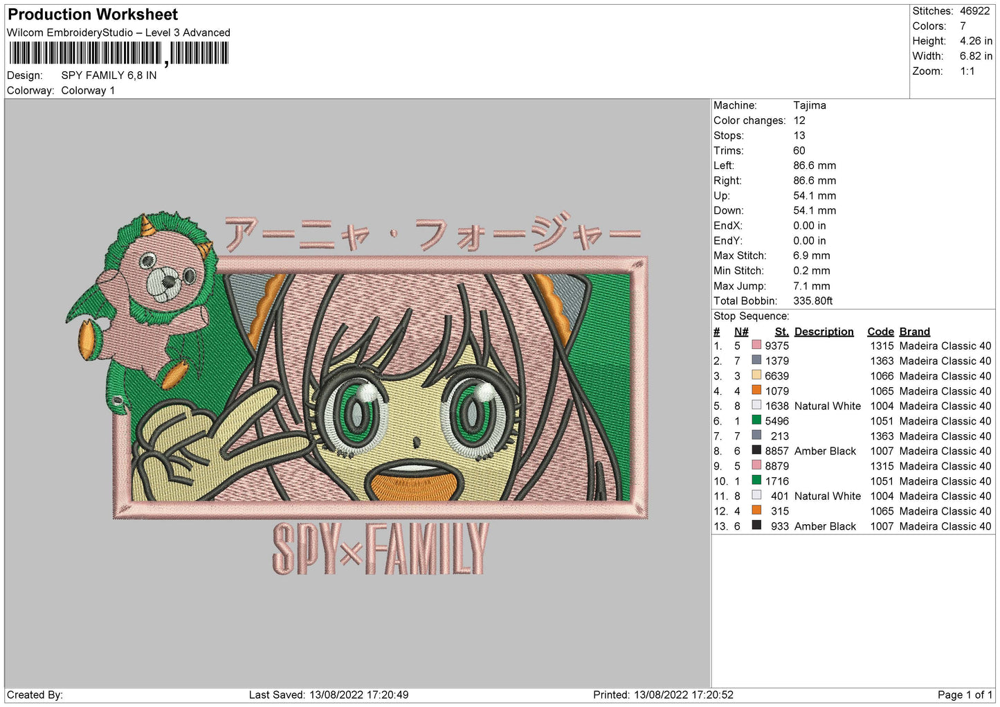 Spy Family Embroidery File 5 sizes